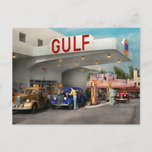 ガソリンスタンド – アメリカ素晴らしのロードトリップ1939 ポストカード (正面)
