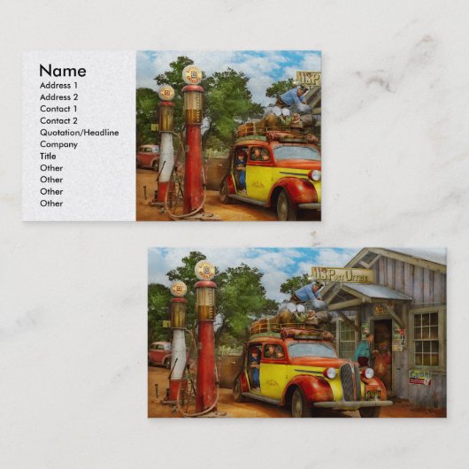 ガソリンスタンド – ピータウン1940への新鮮な配達 名刺 (正面/裏面)