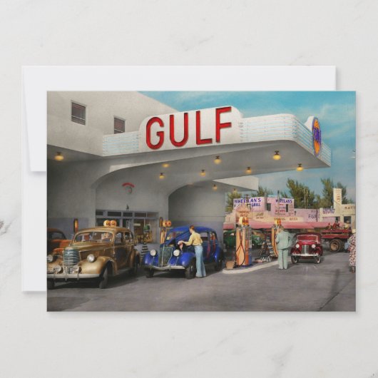 ガソリンスタンド - 1939年のアメリカの大陸横断自動車旅行 招待状 (正面)
