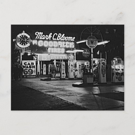 ガソリンステーションハリウッドカリフォルニアヴィンテージ1942 ポストカード (正面)