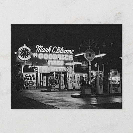 ガソリンステーションハリウッドカリフォルニアヴィンテージ1942 ポストカード (正面)