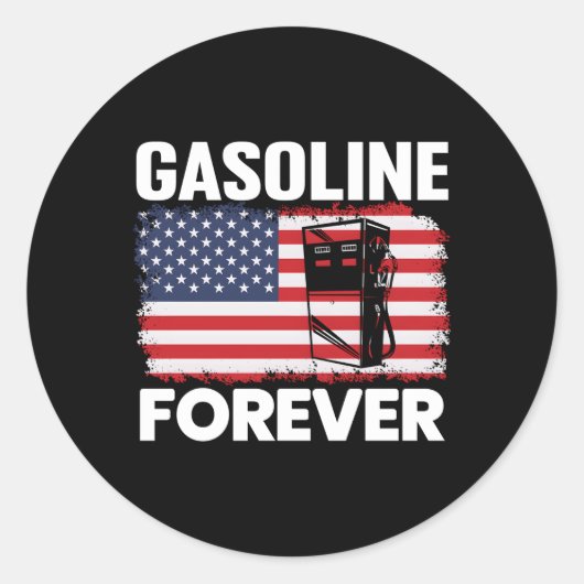 ガソリンフォーエバーガスカー愛国米国国旗 ラウンドシール (正面)
