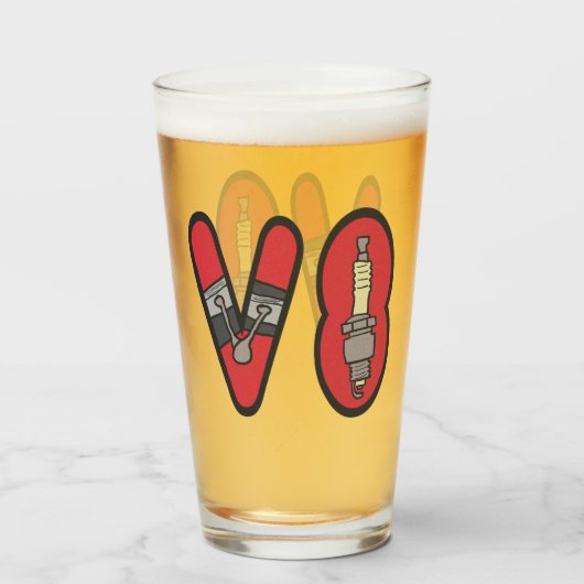 ガソリンヘッドV8車愛好家 タンブラーグラス (ドリンク正面)