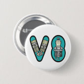 ガソリンヘッドV8車愛好家 缶バッジ (正面&裏面)