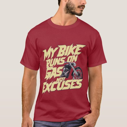 ガソリン走の自転車は言い訳が無い Tシャツ (正面)