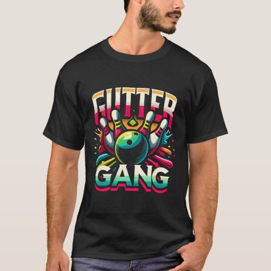 ガターギャングTシャツ 楽しいボウリングTシャツ ガターボウル Tシャツ (正面)