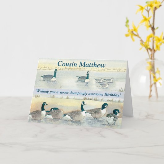 ガチョウおもしろいがぶつかっ素晴らしたいとこの誕生日カード カード (黄色い花)
