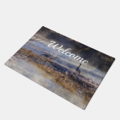 ガチョウが壊れて歓迎ドアの看板を出す ドアマット (アングル)