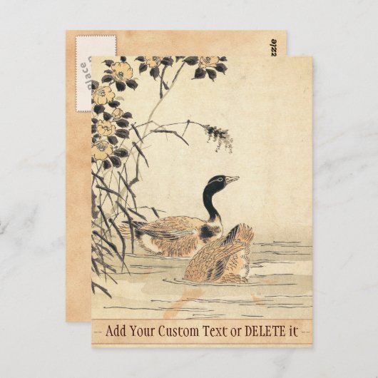 ガチョウとカメリアスのヴィンテージ ポストカード (正面/裏面)