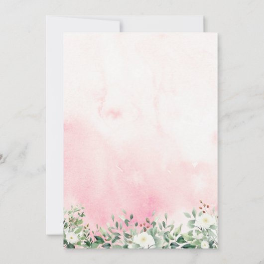 ガチョウとボウピンクの女の子ベビーシャワー招待状 招待状 (裏面)