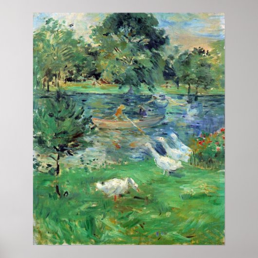 ガチョウと一緒にボートに乗ったBerthe Morisot-Girls ポスター (正面)