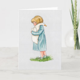 ガチョウのハンドメイドを抱く女の子(ビアトリックスポッタースタイル) シーズンカード