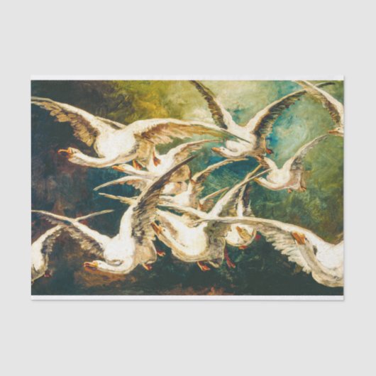 ガチョウの群れデコパージュ 薄葉紙 (正面)