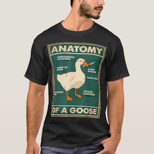 ガチョウの解剖学が面白い!動物好きのための面白いミーム Tシャツ (正面)