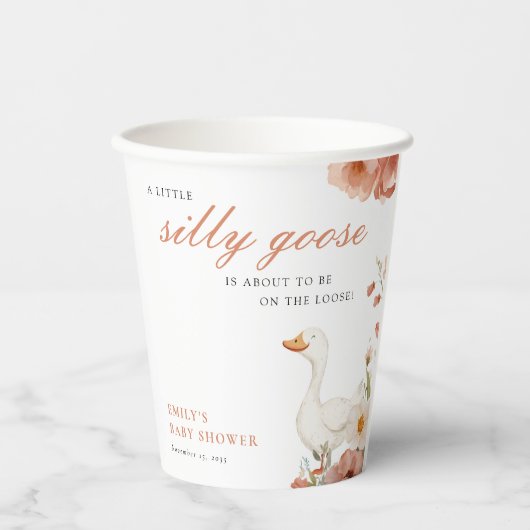 ガチョウの間抜け少女の赤ちゃんシャワー 紙コップ (正面)
