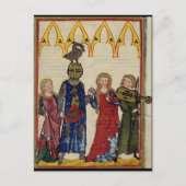 ガチョウの頭を持つ中世の騎士 ポストカード (正面)