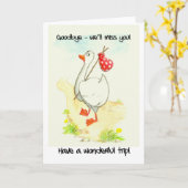 ガチョウの「よい旅行」の挨拶状 カード (黄色い花)