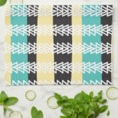 ガチョウは過剰turquiose、黄色、及び黒を飛ばします キッチンタオル (折り畳み)