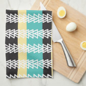 ガチョウは過剰turquiose、黄色、及び黒を飛ばします キッチンタオル (四つ折り)