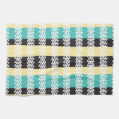 ガチョウは過剰turquiose、黄色、及び黒を飛ばします キッチンタオル (横)