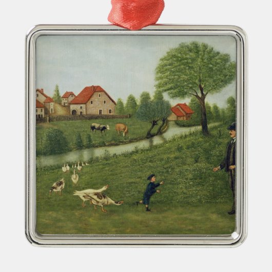 ガチョウを持つ子供 メタルオーナメント (正面)