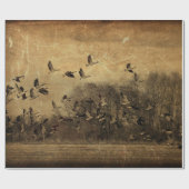 ガチョウヴィンテージアンティークセピアテクスチャデコパージュ ラッピングペーパー (フラット)