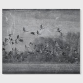 ガチョウヴィンテージ白黒テクスチャデコパージュ ラッピングペーパー (フラット)