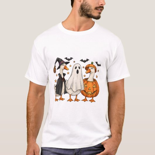 ガチョウ不気味のハロウィン間抜けのハおもしろいハ Tシャツ (正面)