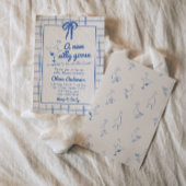 ガチョウ描間抜けジンガムリボン男の赤ちゃんシャワー 招待状