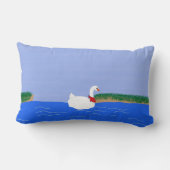 ガチョウ白の湖の漫画アート ランバークッション (裏面)