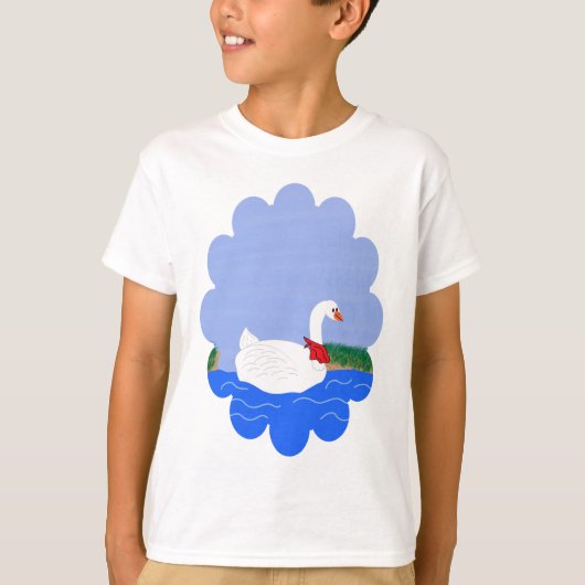 ガチョウ白の湖の漫画アート Tシャツ (正面)