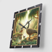 ガチョウ素朴とアヒル スクエア壁時計 (傾斜)