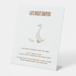 ガチョウ赤ちゃんシャワー深夜の変更サイン 台座サイン