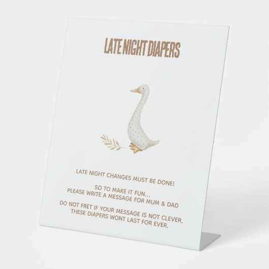 ガチョウ赤ちゃんシャワー深夜の変更サイン 台座サイン (正面)