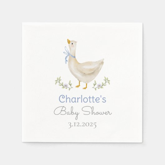 ガチョウ間抜けが緩い男の赤ちゃんシャワー スタンダードカクテルナプキン (正面)