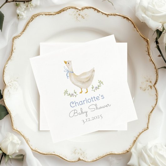 ガチョウ間抜けが緩い男の赤ちゃんシャワー スタンダードカクテルナプキン