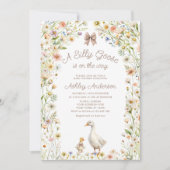 ガチョウ間抜けのかわいい赤ちゃんシャワー 招待状 (正面)