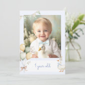 ガチョウ間抜けのボーイフォト月次バナーカード1枚 招待状 (スタンド正面)