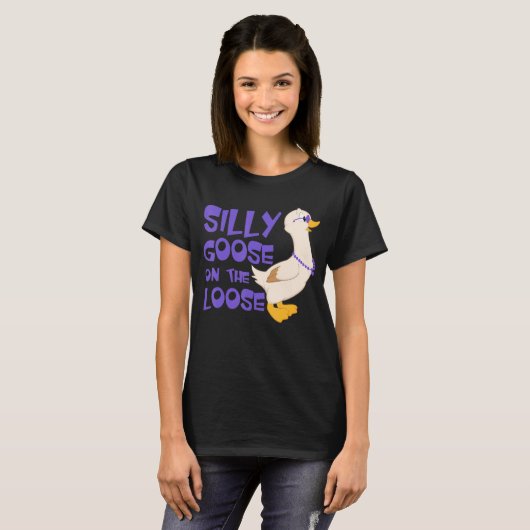 ガチョウ間抜けの毛のおもしろい緩い恋人 Tシャツ (正面フル)