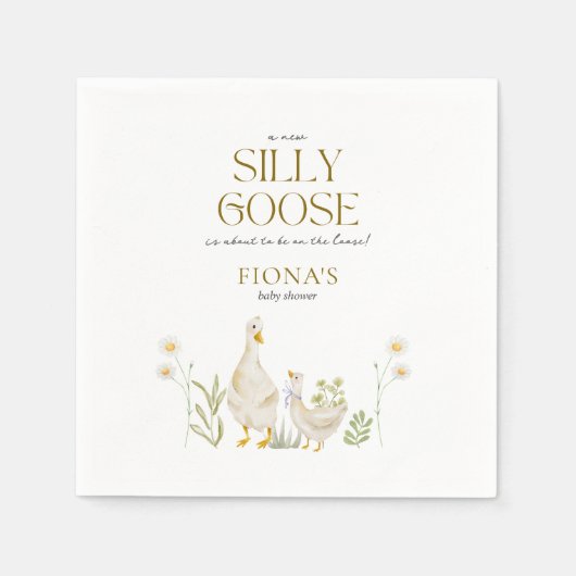 ガチョウ間抜けの水色の赤男女兼用ちゃんシャワー スタンダードカクテルナプキン (正面)