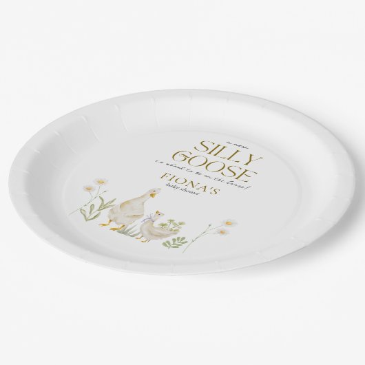 ガチョウ間抜けの水色の赤男女兼用ちゃんシャワー ペーパープレート (アングル)