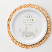 ガチョウ間抜けの水色の赤男女兼用ちゃんシャワー ペーパープレート