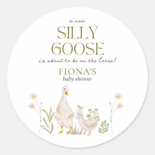 ガチョウ間抜けの水色の赤男女兼用ちゃんシャワー ラウンドシール (正面)