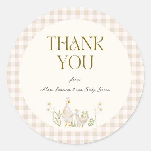 ガチョウ間抜けの水色の赤男女兼用ちゃんシャワー ラウンドシール (正面)