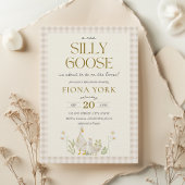 ガチョウ間抜けの水色の赤男女兼用ちゃんシャワー 招待状