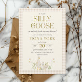 ガチョウ間抜けの水色の赤男女兼用ちゃんシャワー 招待状