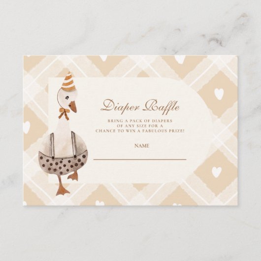 ガチョウ間抜けの赤お洒落ちゃんシャワーおむつラッフル エンクロージャーカード (正面)