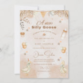 ガチョウ間抜けの赤お洒落ちゃんシャワー招待状 シーズンカード (正面)