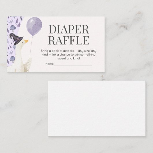 ガチョウ間抜けの赤ちゃんシャワーおむつラッフル エンクロージャーカード (正面/裏面)