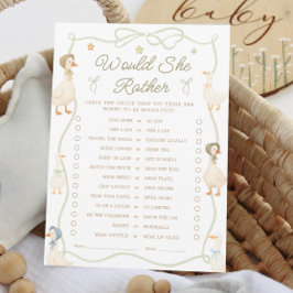 ガチョウ間抜けの赤ん坊のシャワーは彼女はむしろゲームカードだろう 招待状